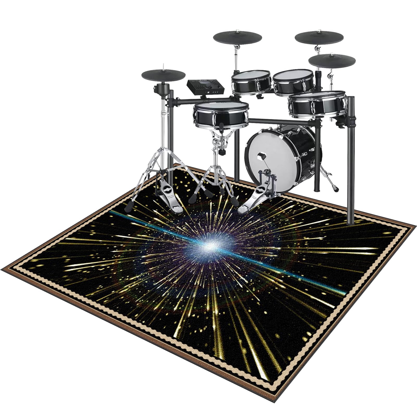 Elektrisches Schlagzeug Teppich Drum Teppich Professionelles rechteckiges Schlagzeugteppich Schallschutz Trommelmatte Music Carpet Innen und Außen Trommelteppich für Studio Wohnung 120 x 100 cm