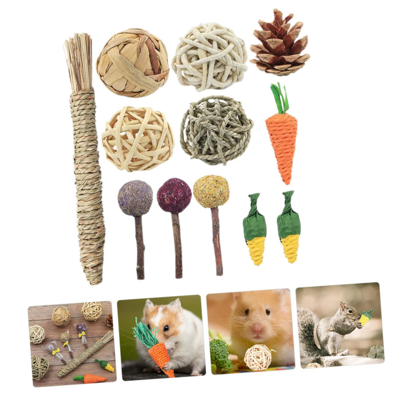Angoily 36stücke Kauspielzeug Für Kleintiere Multifunktionale Spielzeuge Für Kaninchen Meerschweinchen Und Hamster Zur Zahnpflege Und Beschäftigung Im Käfig
