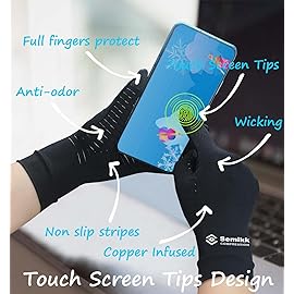 2 Pairs Compression Full Finger Arthritis Gloves, Copper Glove with Touch Screen Fingers for Everyday Support, Hand Joint Pain, Carpal Tunnel, Tendonitis, Trigger Finger, Fit for Men & Women (Small)