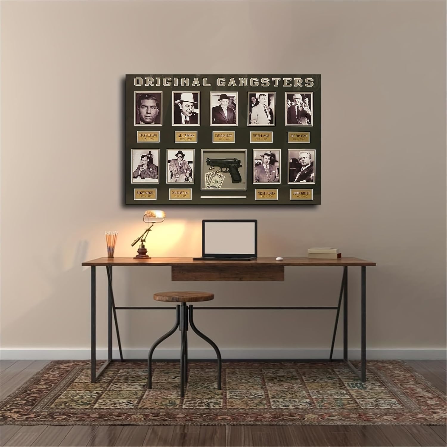 Gangster Al Capone Mafia Poster Home Decor Canvas Painting HD Picture Bedroom Living Room Decor Wall Art (08×12inch_Framed) image 4