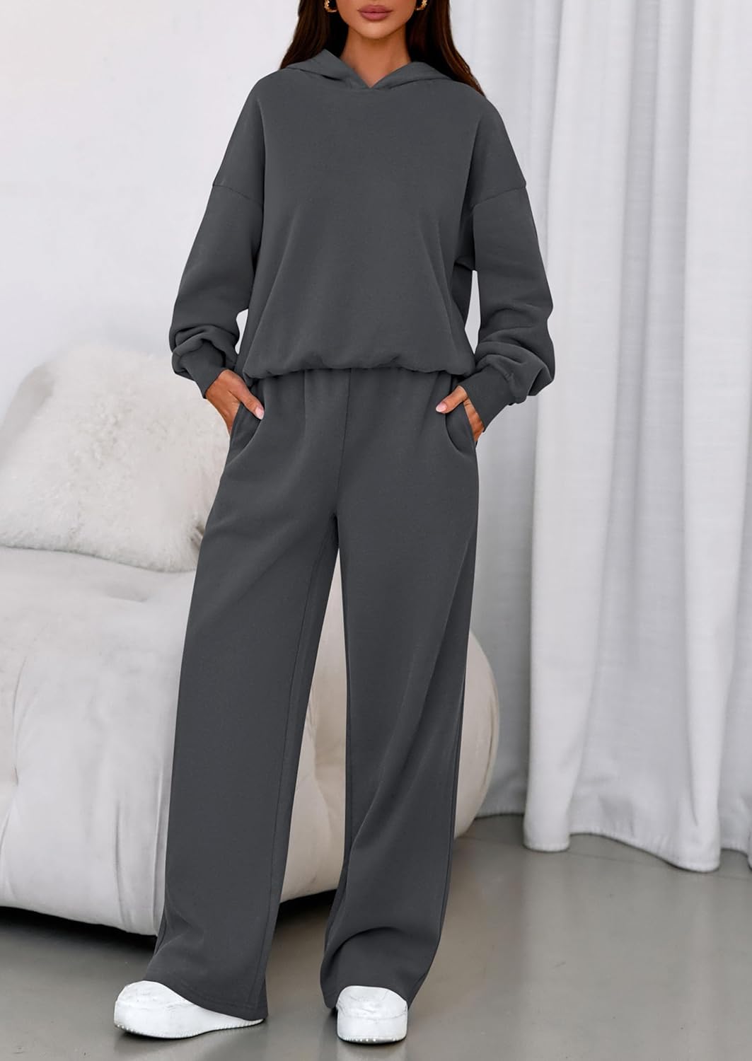 PRETTYGARDEN Womens Sweatsuits 2 Piece Set 2026 Casual Winter Long Sleeve Hoodie Loose Wide Leg Sweatpants Fall Tracksuit - Image 8