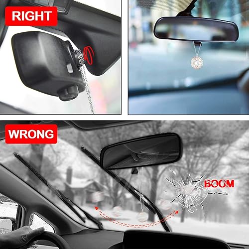 Miniatura 4 de WINKA Bola de cristal brillante para decoración del espejo retrovisor del automóvil, adorno colgante de diamantes de imitación para decoración del