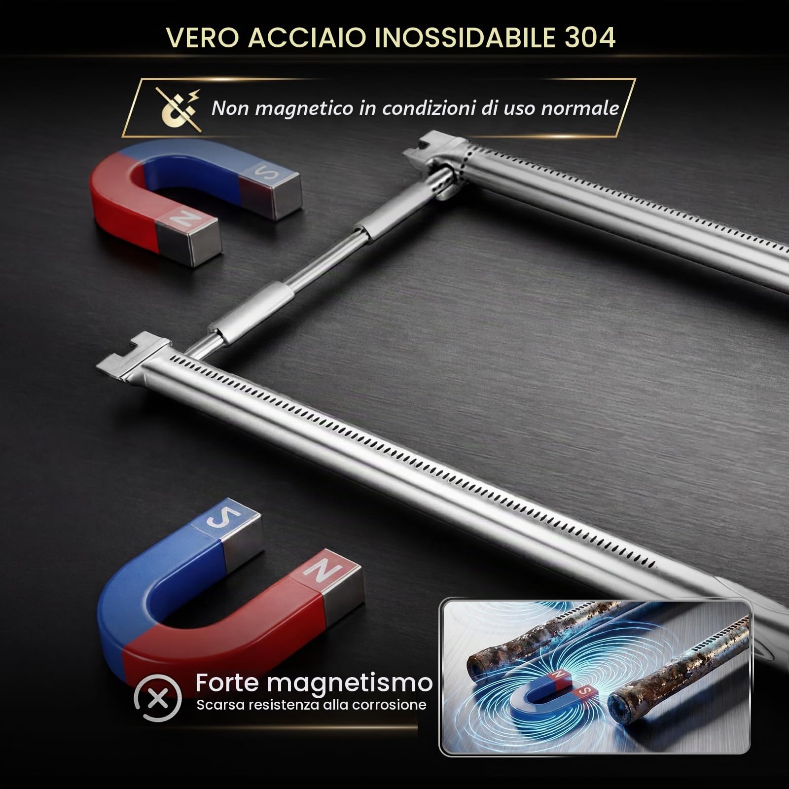 Weber - Bruciatore per Grill a Gas Spirit I, II e GS4, Spirit II Serie 200, E-210, E-220, S-210, S-220, con Controllo Frontale, in Acciaio Inox 304
