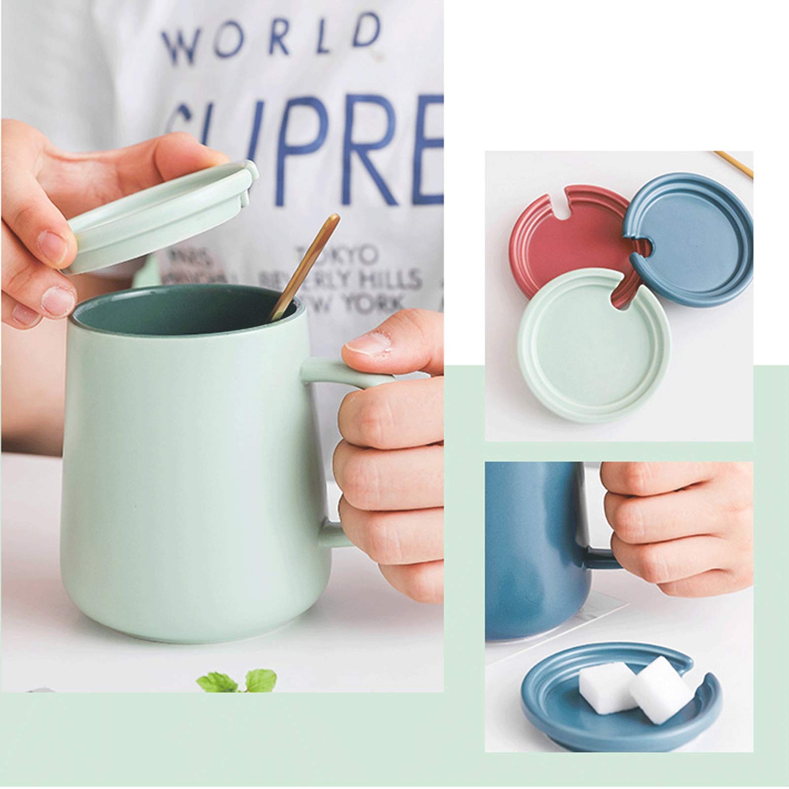 Becher Becher mit großem Fassungsvermögen Personalisierte Kontrastfarbe Kaffeetasse Wohnzimmer Teetasse Set Keramikbecher 500 ml, Geeignet für Milch, heiße und kalte Getränke, Kaffee Kaffeetasse