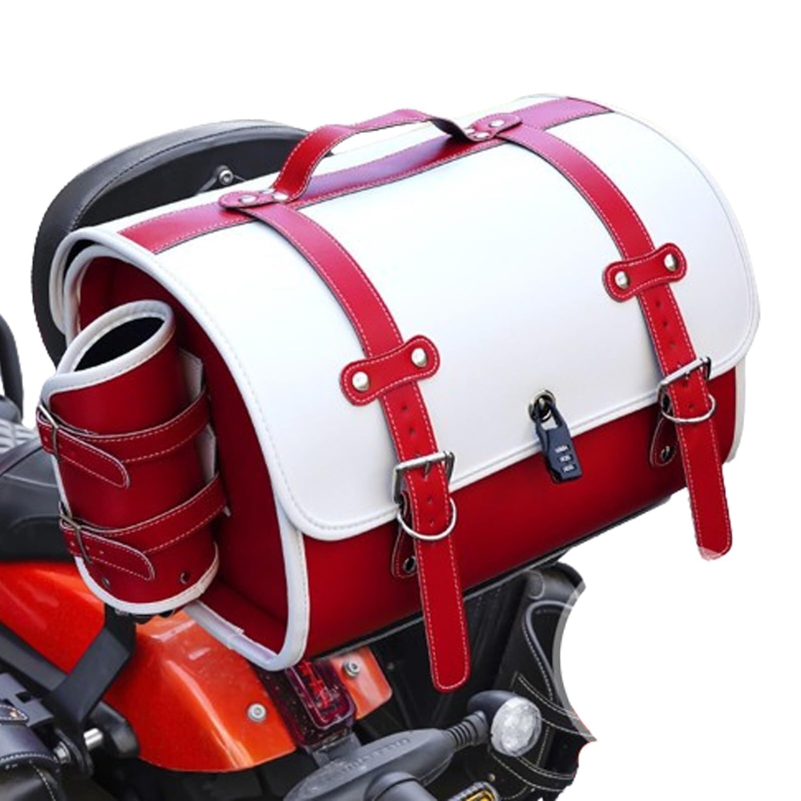 Torba na tylne siodełko motocyklowe 1 sztuka | Wodoodporna skóra i tkanina, duża przestrzeń, kieszenie boczne, łatwy montaż, bezpieczne zamknięcie. Wielobarwna