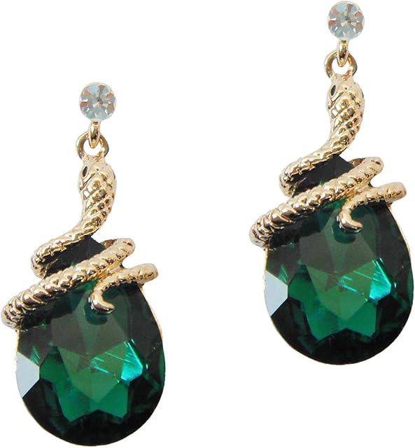 Navachi 18k Gold Plated Crystal Zircon Snake Drop Dangle Stud Earrings