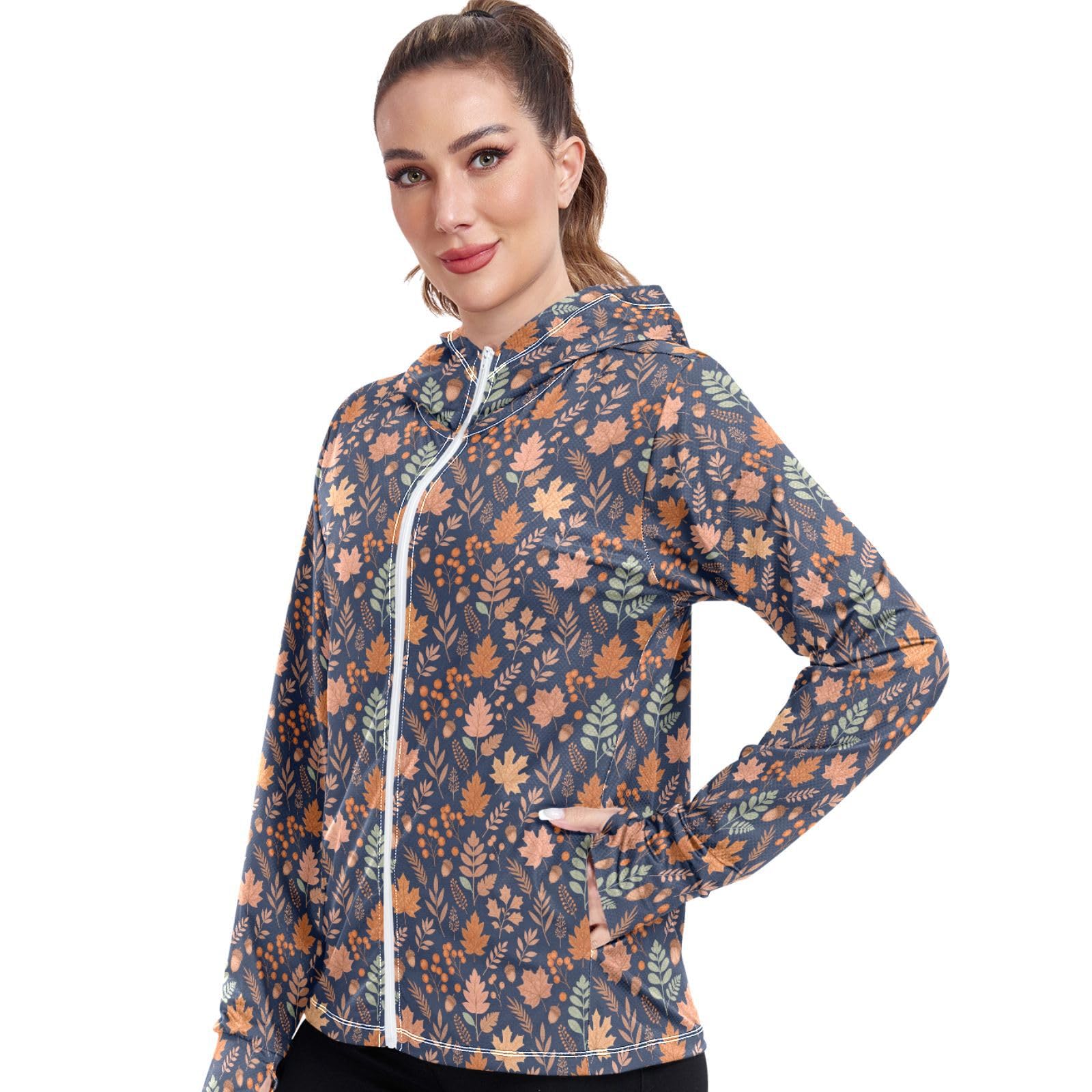 Camiseta de natación con cremallera y capucha para mujer 8