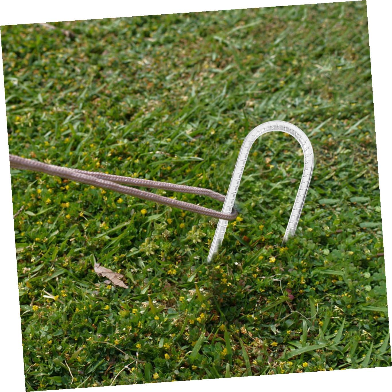 8pcs U-Shaped Garden Stakes Pegs for Tents Swings and Trampolines Easy Installation Galvanized Finish Stable Ground Anchors for Camping and Landscaping