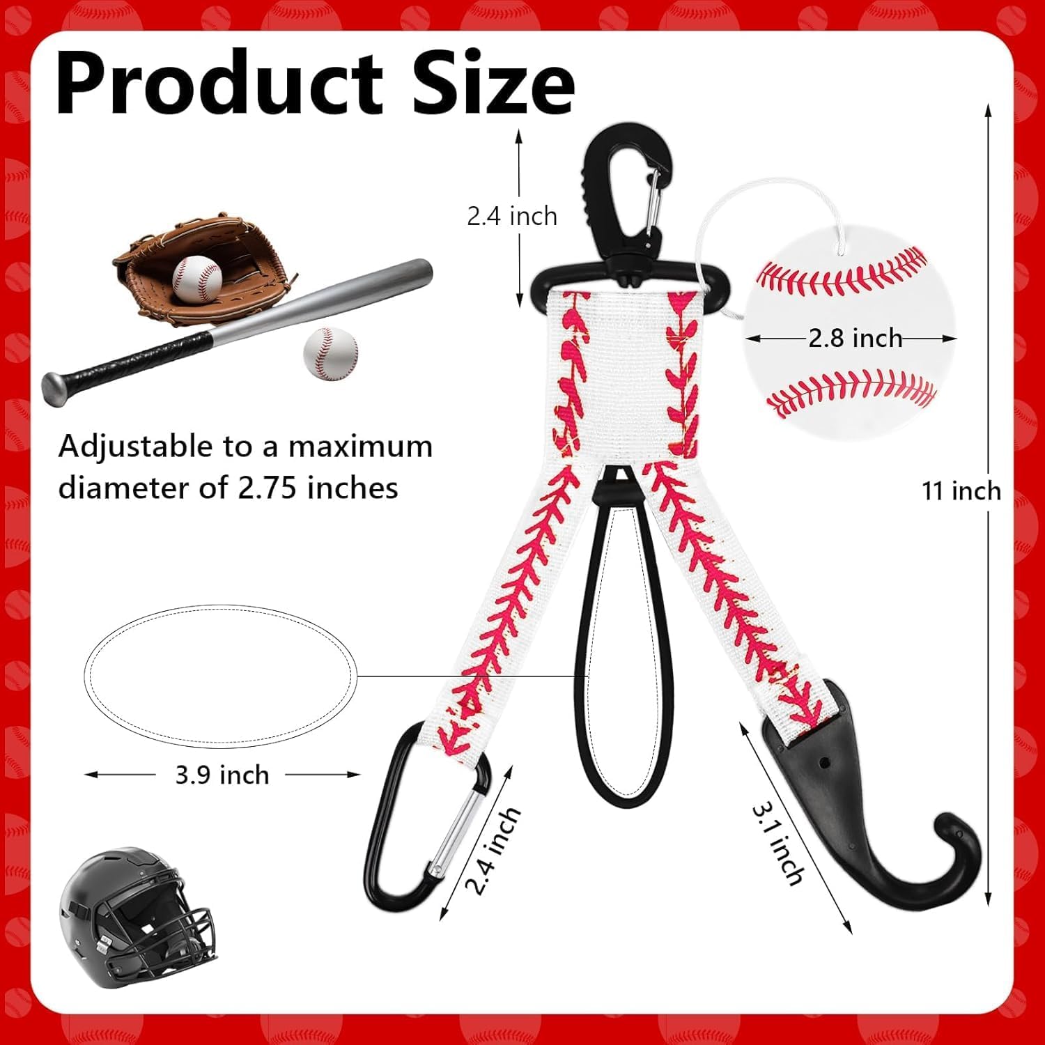 Eyourlife Dugout Organizer Fence Hooks Baseball Softball for Bag Backpack Glove Helmet Drinking Bottle Hanging with Name Luggage Tags Charms Team Gifts Coach Mom (6set White + 6set yellow)