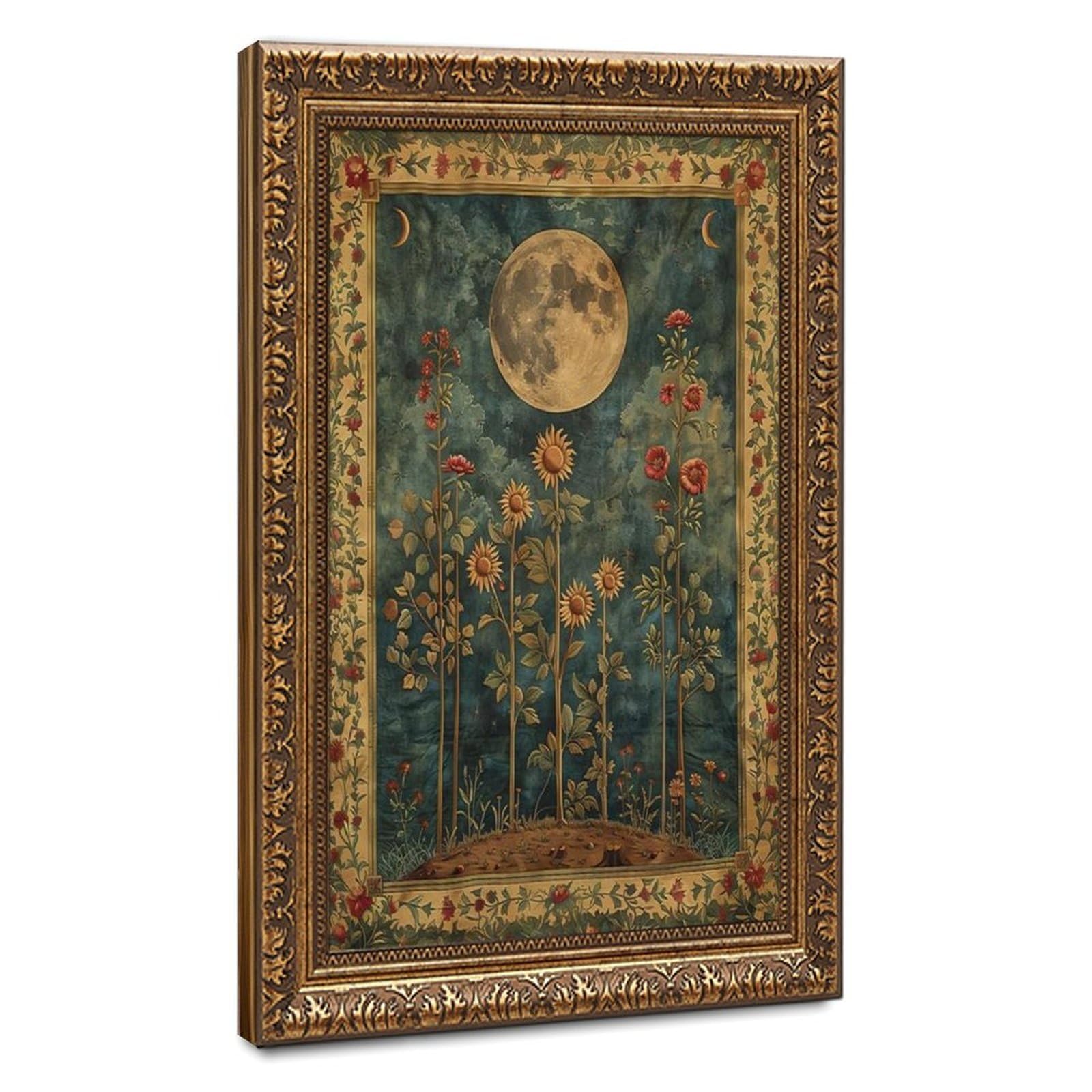 Bareronor Moonlit Garden Poster Canvas Poster Bedroom Decor Landscape Office Room Decor Gift 24" L X 36" W