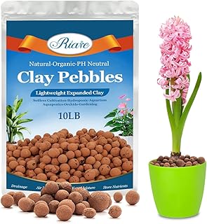 Riare 10 LBS Organic Expanded Clay Pebbles - 4mm-16mm Natural Leca Balls...