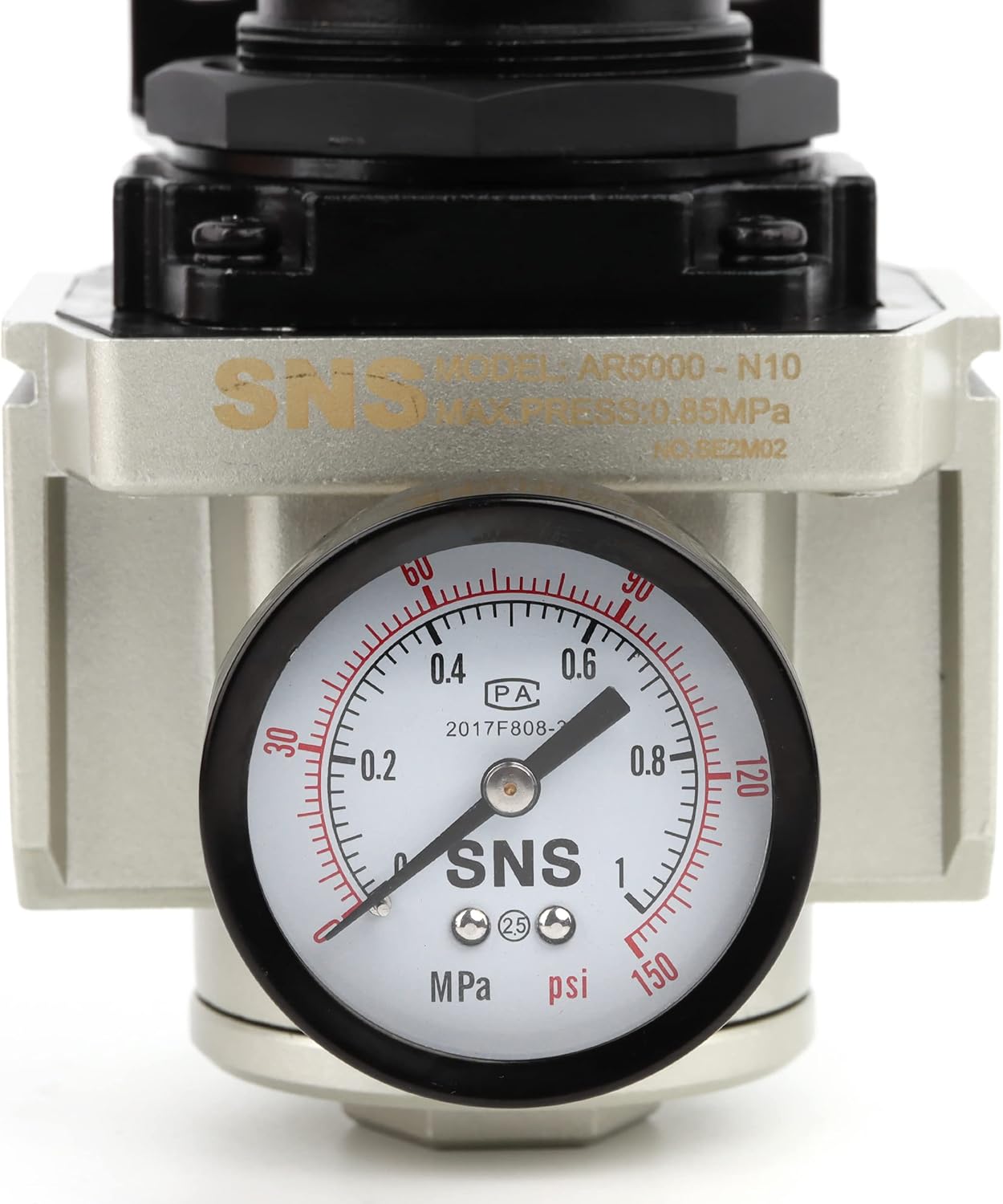 SNS Air Compressor Pressure Regulator With Bracket and Gauge Female Thread 1'' NPT 0-150 PSI Adjustable AR5000-N10
