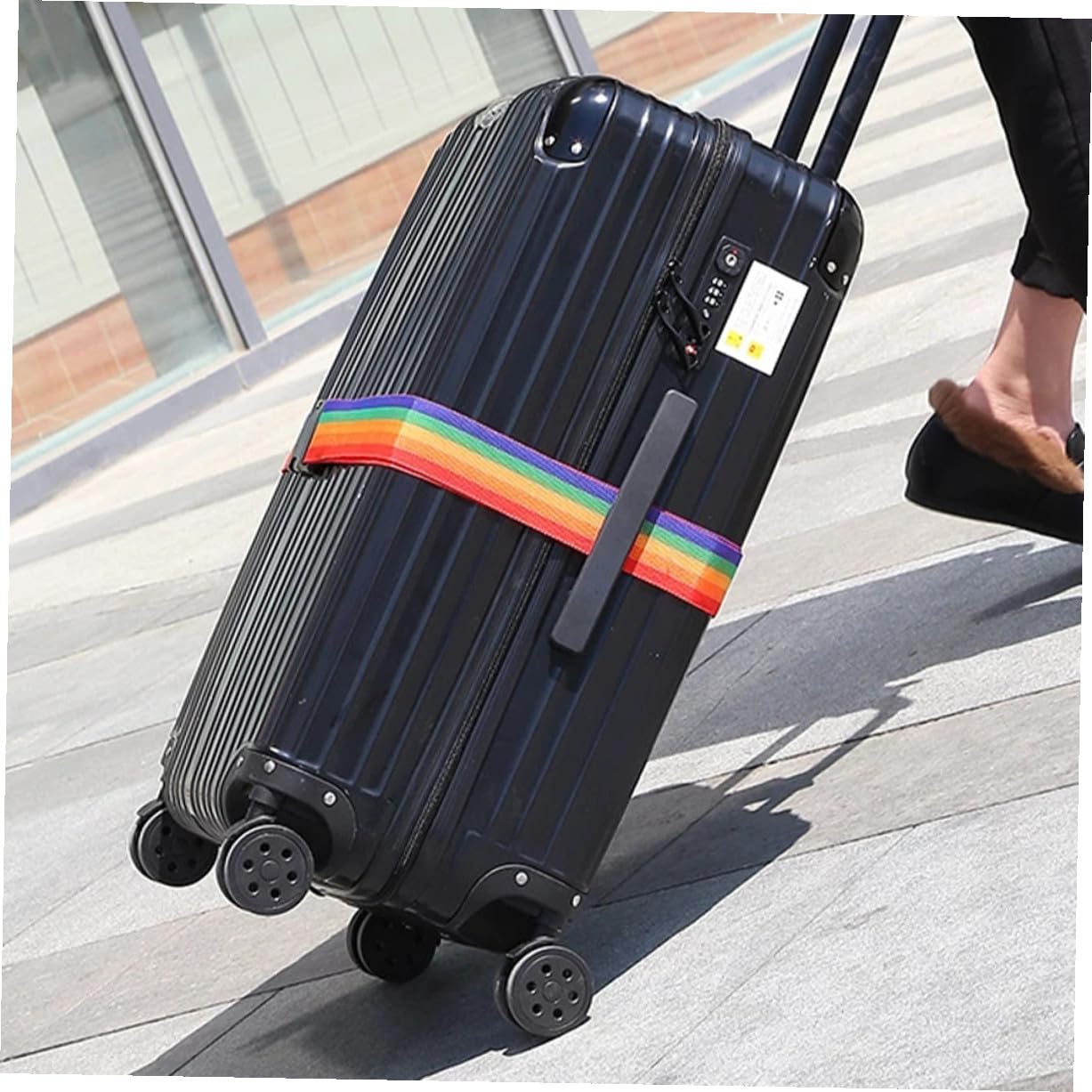 4 Correas de Equipaje Ajustables Arcoíris Hebilla, Ligeras y Fáciles de Cambiar, Ideales para Viajes y Salidas, Paquete de 4 Piezas de Polipropileno