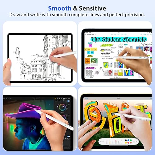 Miniatura 6 de TiMOVO Lápiz óptico para iPad, carga rápida con precisión de inclinación de rechazo de palma para Apple iPad Pro 2018-2023 de 11 y 12.9 pulgadas,