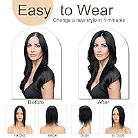 Vista 5 de SEGO Peluquín para mujeres, cabello humano real sin flequillo, 130% de densidad, base de seda de 10 * 12 cm, cabello Remy con clip, piezas