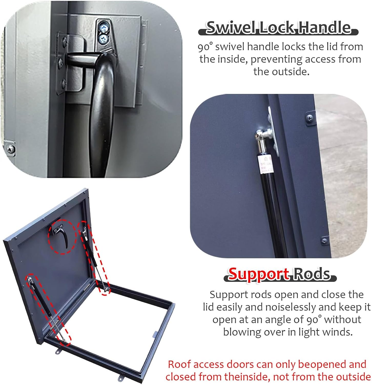 Roof Access Covers Waterproof - Thickening Skylight Roof Maintenance Hatch with Handle & Seal Strip - Escape Hatch Caps/ Egress Window Well Cover for Roof, Attic Exit(Inner 29.5x31.5in/75x80cm)