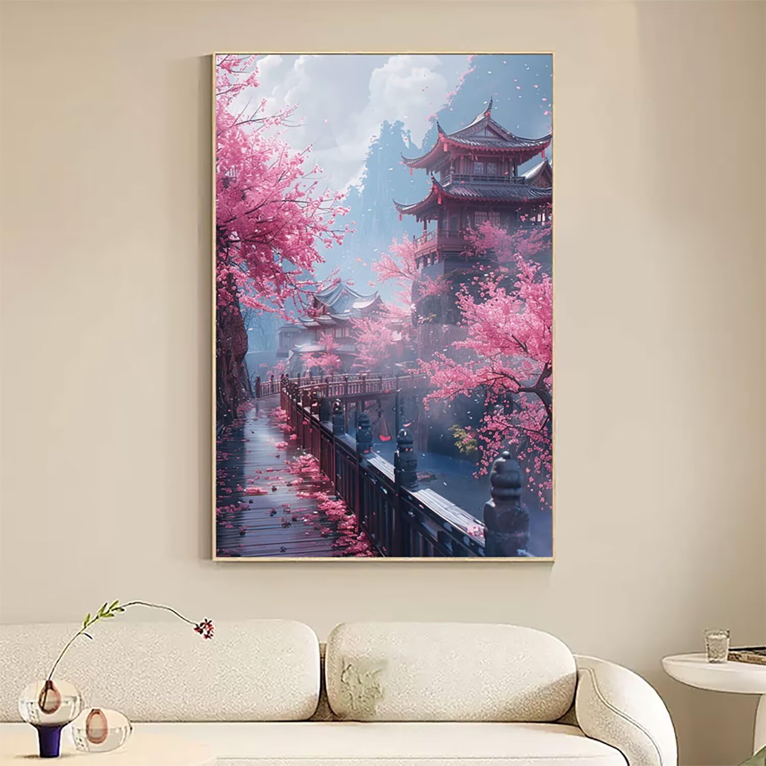 Japonia malarstwo diamentowe kompletny zestaw, DIY krajobraz diamentowy obraz duży 90 x 70 cm, 5D diamenty kryształowy haft krzyżykowy zestaw artystyczny, DIY obrazy diamentowe malowanie dekoracja