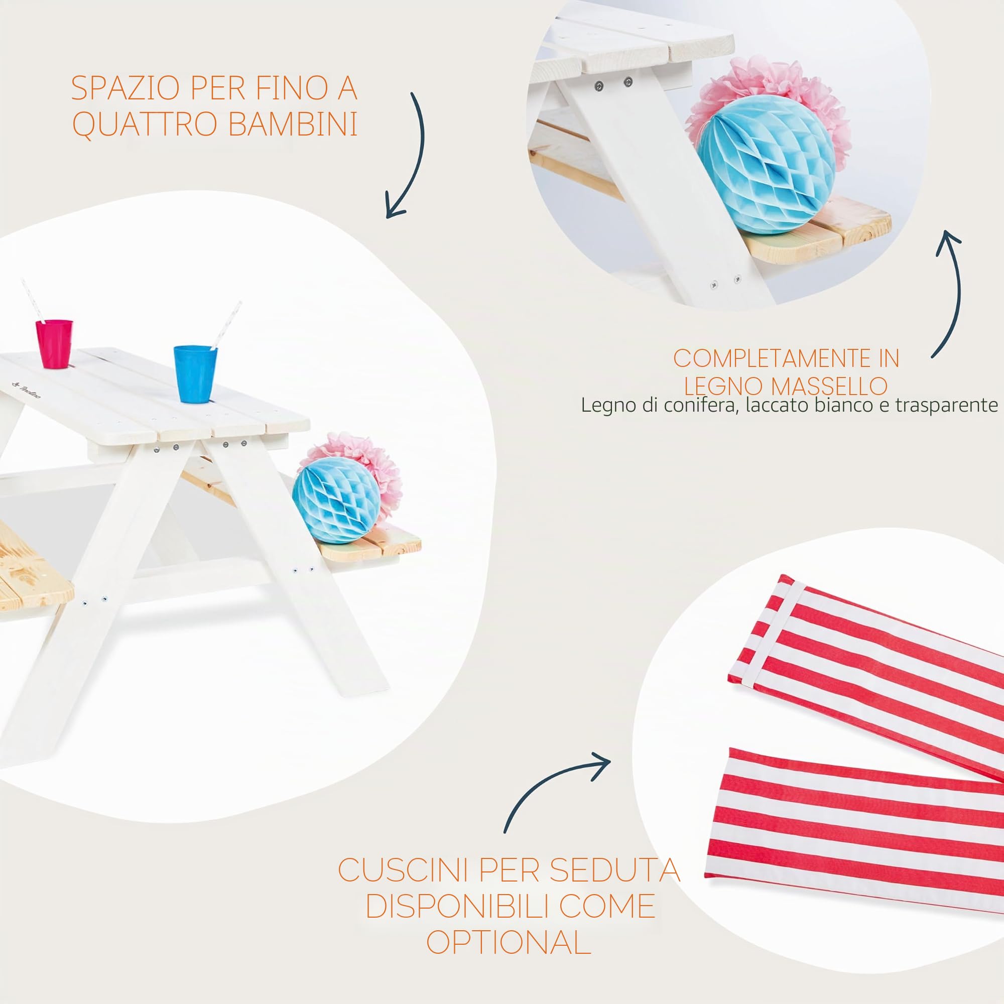 Pinolino 201611 Set di seggiolini per bambini «Nicki for 4', bianco