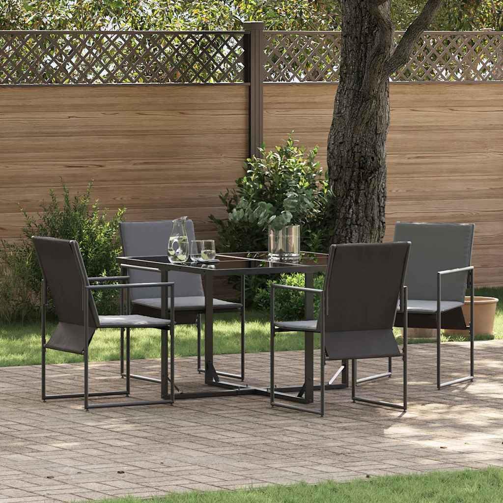 Salon de jardin en acier noir résistant aux intempéries : table et chaises de qualité