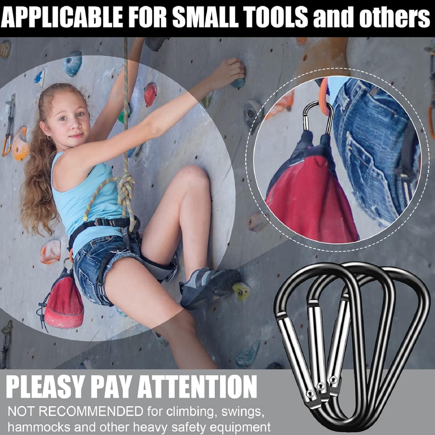 Shimeyao 180 Pcs Small Aluminum Clip Keychain Buckle Clip Bulk Mini Aluminum Ring Shape Small Lock Spring Snap Hook