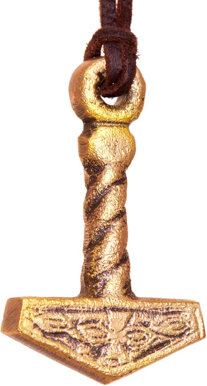 Norse Tradesman Thor's Hammer Necklace Solid Brass Mjolnir Pendant