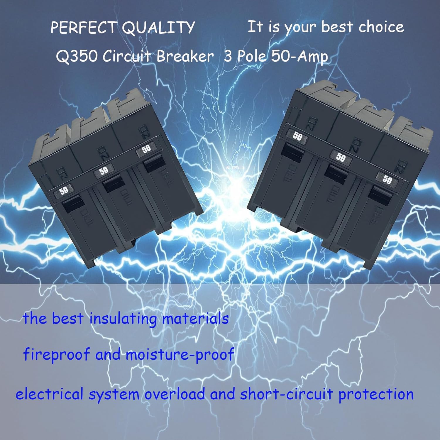Q350 Circuit Breaker 3-Pole 50-Ampere, 120/240v, with Thermal Magnetic Protection. It is Suitable for Some Control Panels of Siemens and is an Insertable QP Circuit Breaker for Circuit Load Centers.