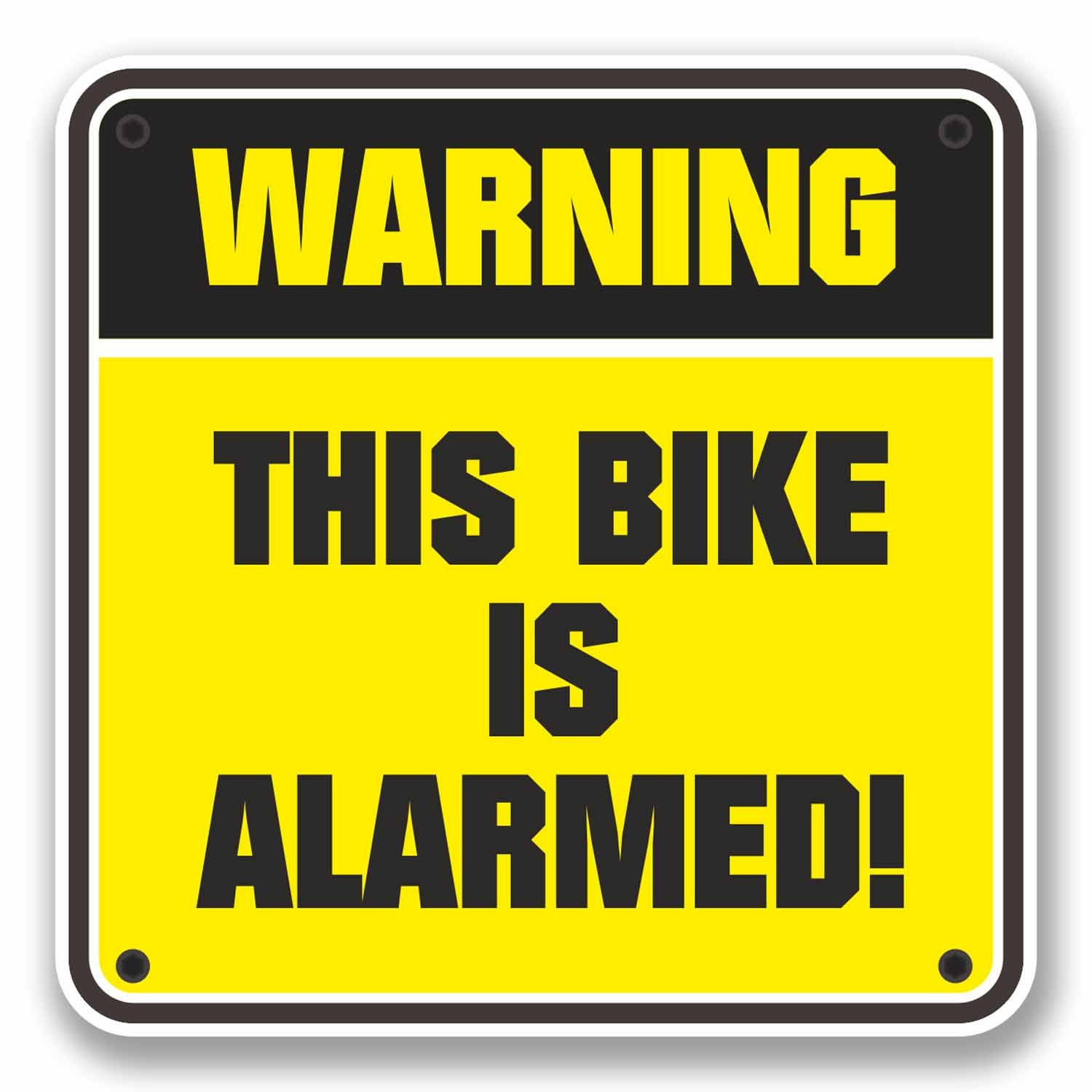2 x 10 cm Vinyl Sticker Alarm Bike Motorcycle Sticker Gift 10cm wide x 10cm high