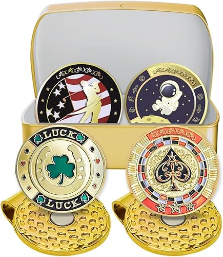 Miniatura 5 de Jebor Marcadores de pelota de golf con clips para sombrero y caja de almacenamiento, juegos de valor para hombres y mujeres, extraíbles que se fijan