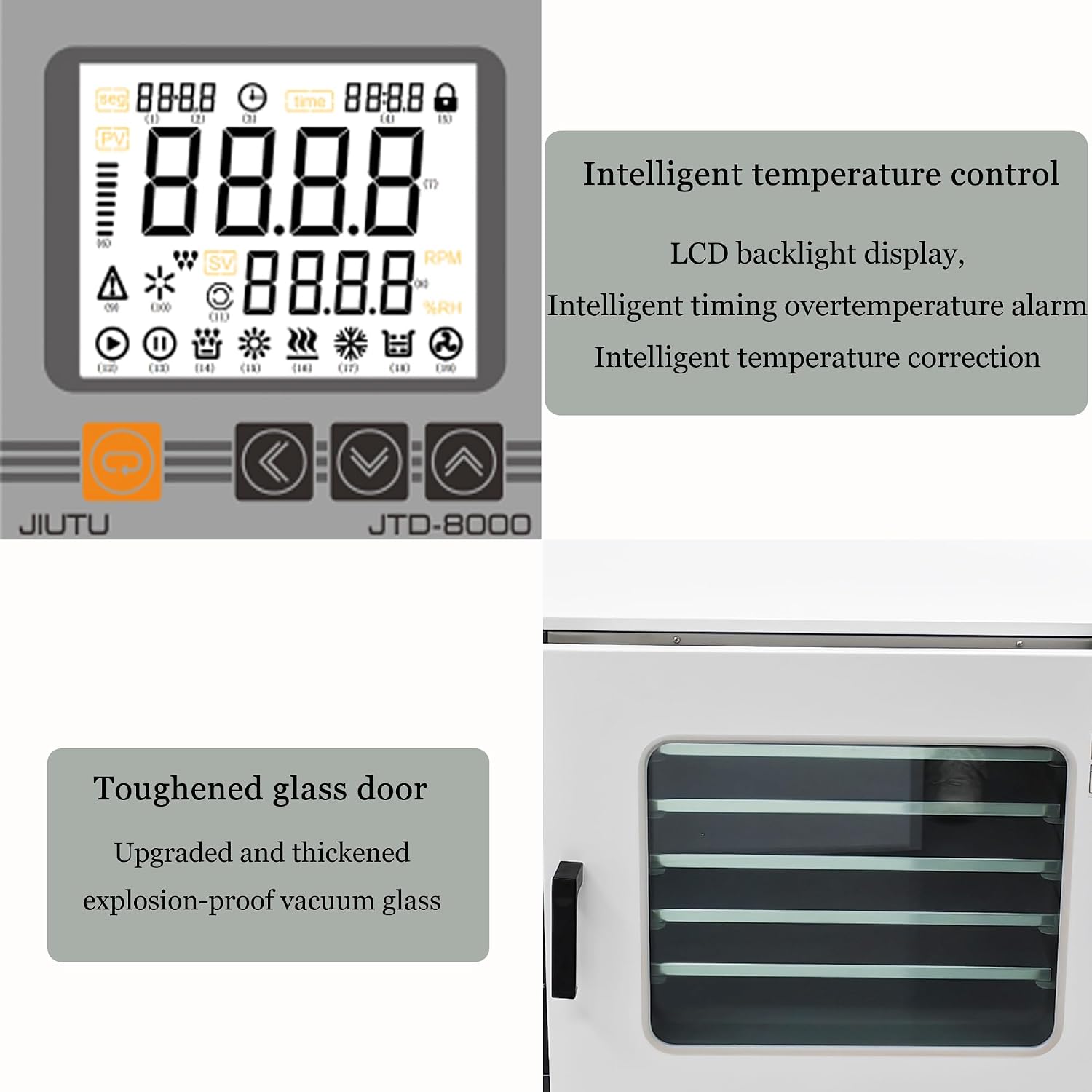 Digital Vacuum Drying Oven Lab 5 Layers Shelf Drying Oven Heat Treat Oven Temperature Control 1.9 Cu Ft with LCD Display