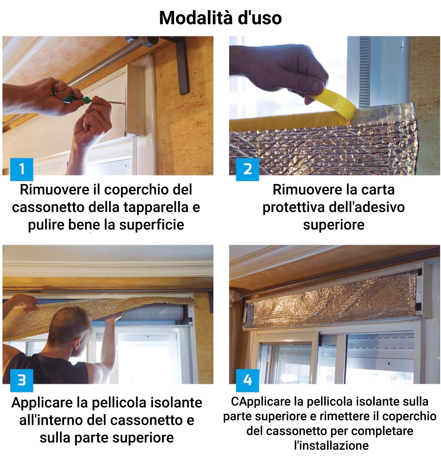 ISOLAMENTO CASSONETTI TAPPARELLE CON AUTOADESIVO | Evita l'ingresso di Freddo o Caldo dal cassonetto delle tapparelle | Si installa senza attrezzi | 1,20 m lunghezza x 0,25 m altezza (7)