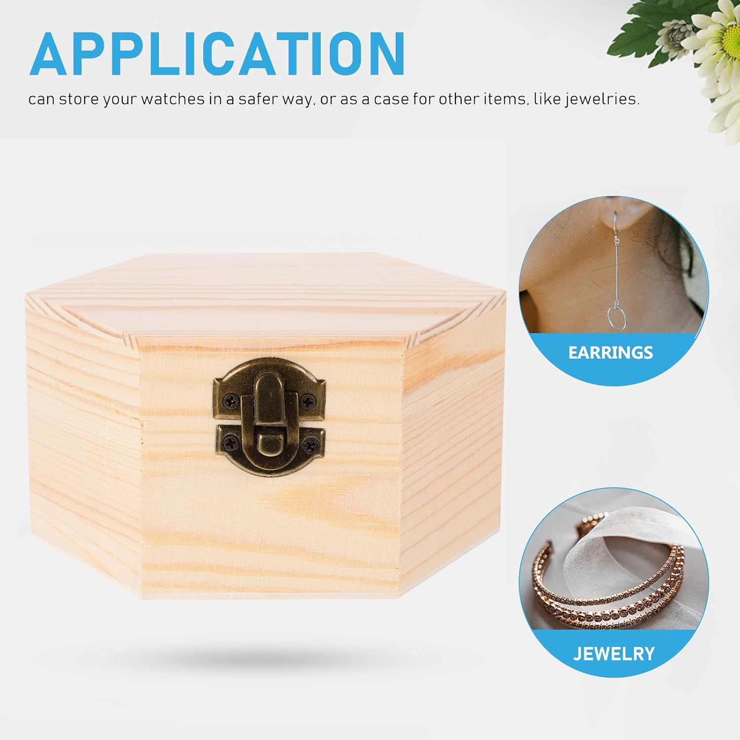 Wooden Jewelry Storage Box Rustic Multipurpose Trinket Organizer Small Keepsake Box Retro Design with Flip Lid for Desktop Jewelry and Watch Storage