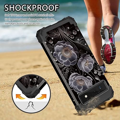 Miniatura 3 de Hekodonk Funda para Google Pixel 6, resistente a prueba de golpes, plástico duro+goma de silicona híbrida 3 en 1, funda protectora de cuerpo