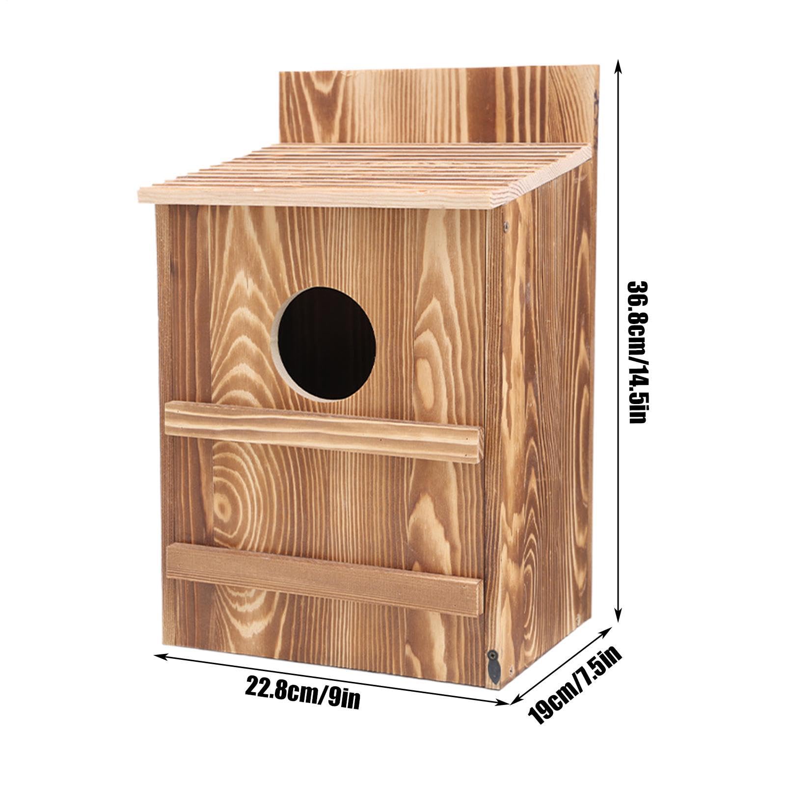 per Gufi Legno Impermeabile Ventilato con Apertura Rotonda | Cassetta per Barbagianni per Uccelli Scoiattoli Amanti della Natura Giardino Alberi Esterni