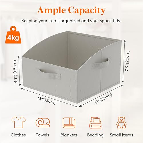 Miniatura 2 de Lifewit Contenedores de almacenamiento de armario trapezoidales medianos para estantes, paquetes de 6 cestas organizadoras de armario no tejidas con