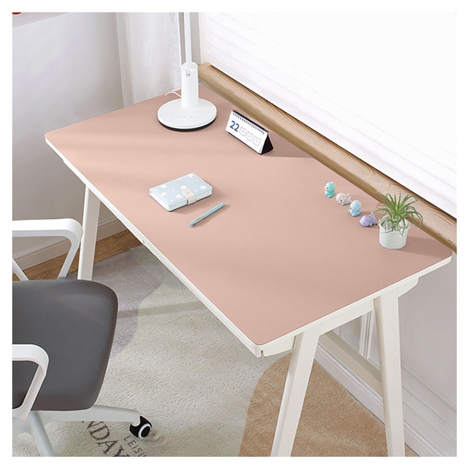 Grand sous-Main en Cuir Synthétique Lavable, Set De Table Rectangulaire Essuyable, avec Protection des Bords Antidérapant, pour Bureau (Pink 40×120cm)