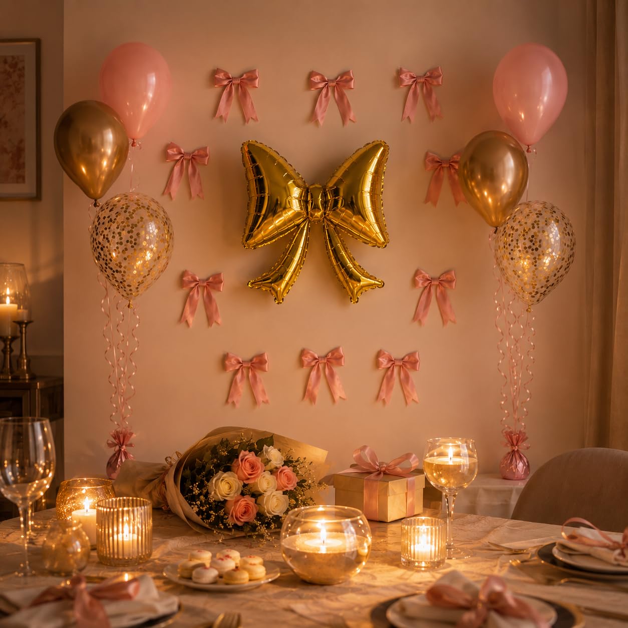 Red Bow Birthday Decoration Kit - 30 Pcs -12