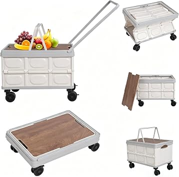 Collapsible Folding Wagon with Table, Utility Cart Beach Wagons with Wheel