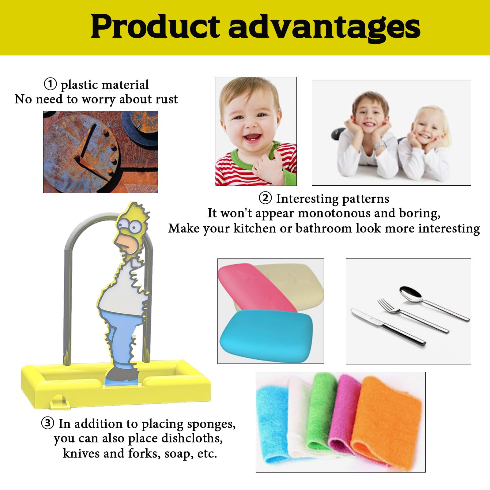 mohito Kitchen Sink Organizer Sponge Holder, Silicone Sink Container - Image 4