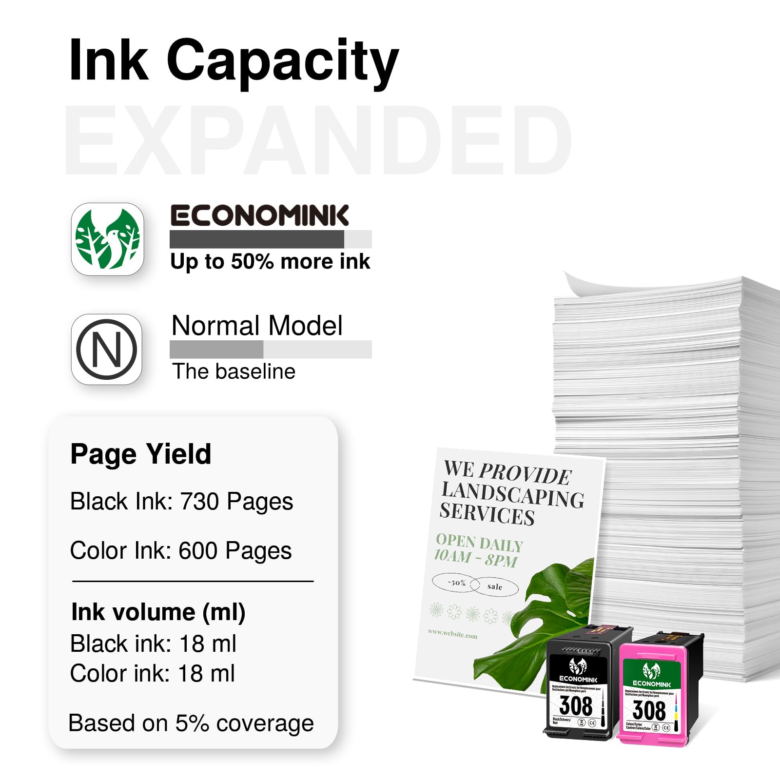 308XL Cartouches Remplacement pour Cartouche HP 308 XL Noir et Couleur, Encre 308 Cartouche d'encre Imprimante pour HP Envy 6120 6120e 6110e 6122e 6132e 6532e 6152e 6520e 6530e 6558e (2er-Pack)