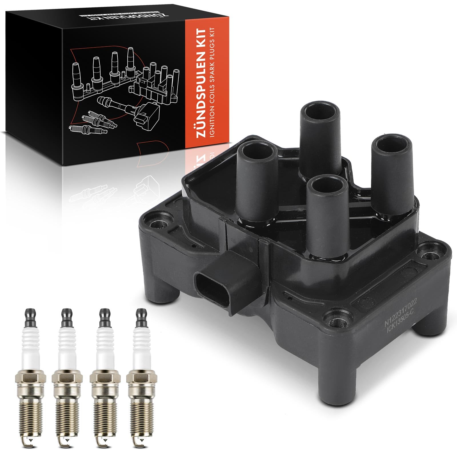Frankberg 1 bobina di accensione + 4 candele benzina 1350567 | Compatibile con: Focus III, C-Max II DXA/CB7 DXA/CEU, Torneo Focus II DA DS FFS, Torneo Focus III, Focus II DA DP HCP