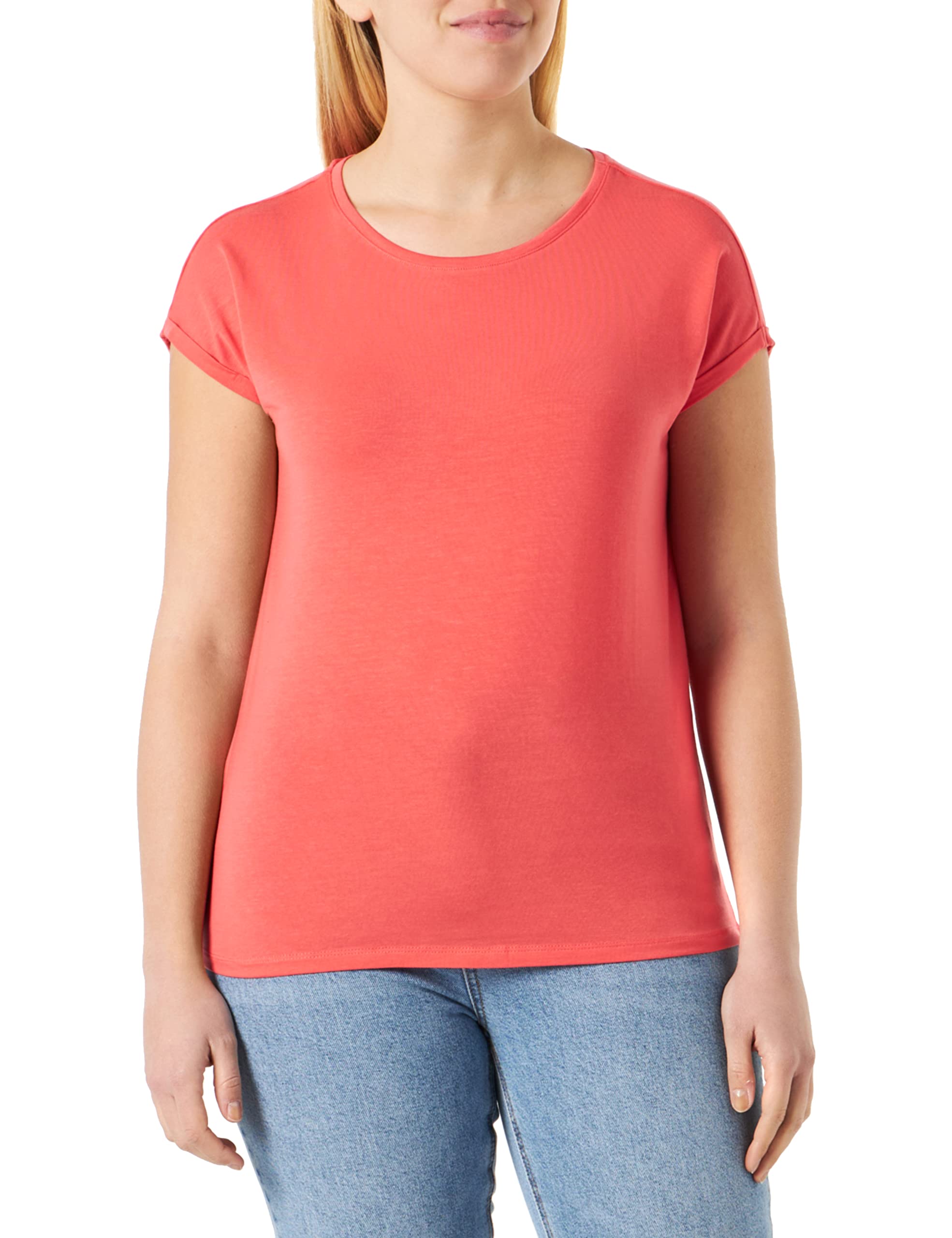 Vero Moda Damen VMAVA PLAIN SS TOP GAJRS NOOS, Sun Kissed Coral, L