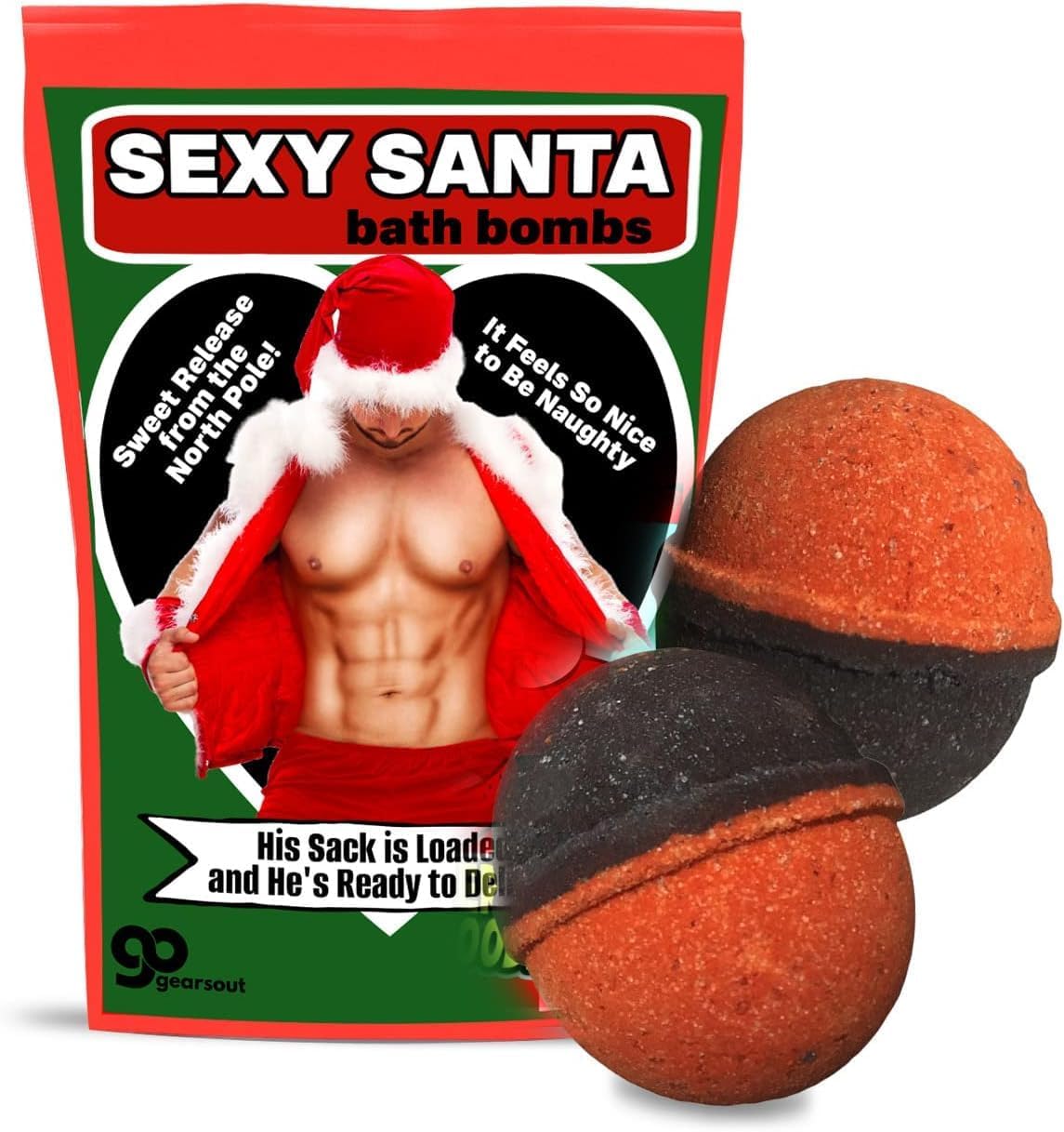 Sexy Santa Bath Bombs - Red Bath Bombs for a Sensual Bathing Experience - Adult Christmas Gag Gifts for Women - Hilarious Stocking Stuffer Gifts - Ideal for White Elephant and Secret Santa