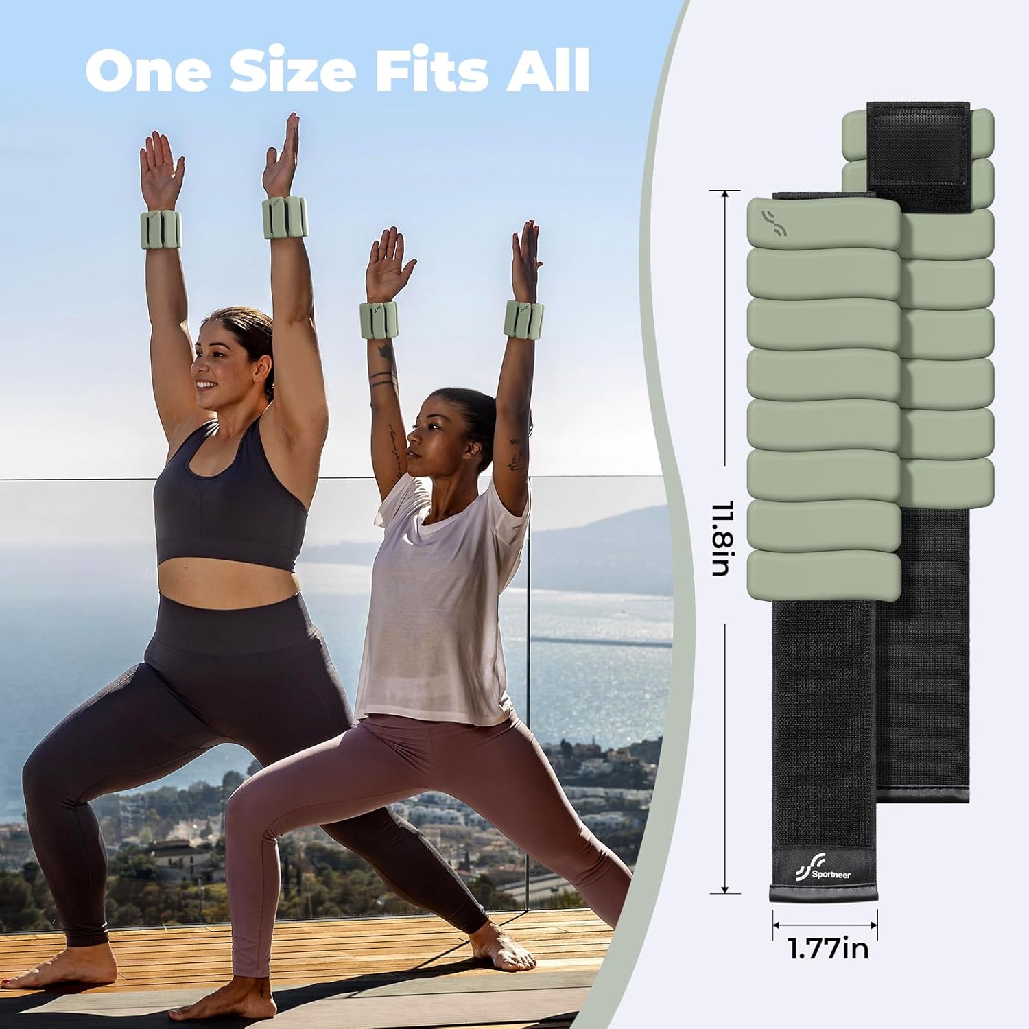 Sportneer Ankle Weights and Wrist Weights for Women and Men, Wearable Weighted Bangles 1/2 lb Pair, Soft Silicone Bands with Secure Velcro for Pilates Running Walking Yoga