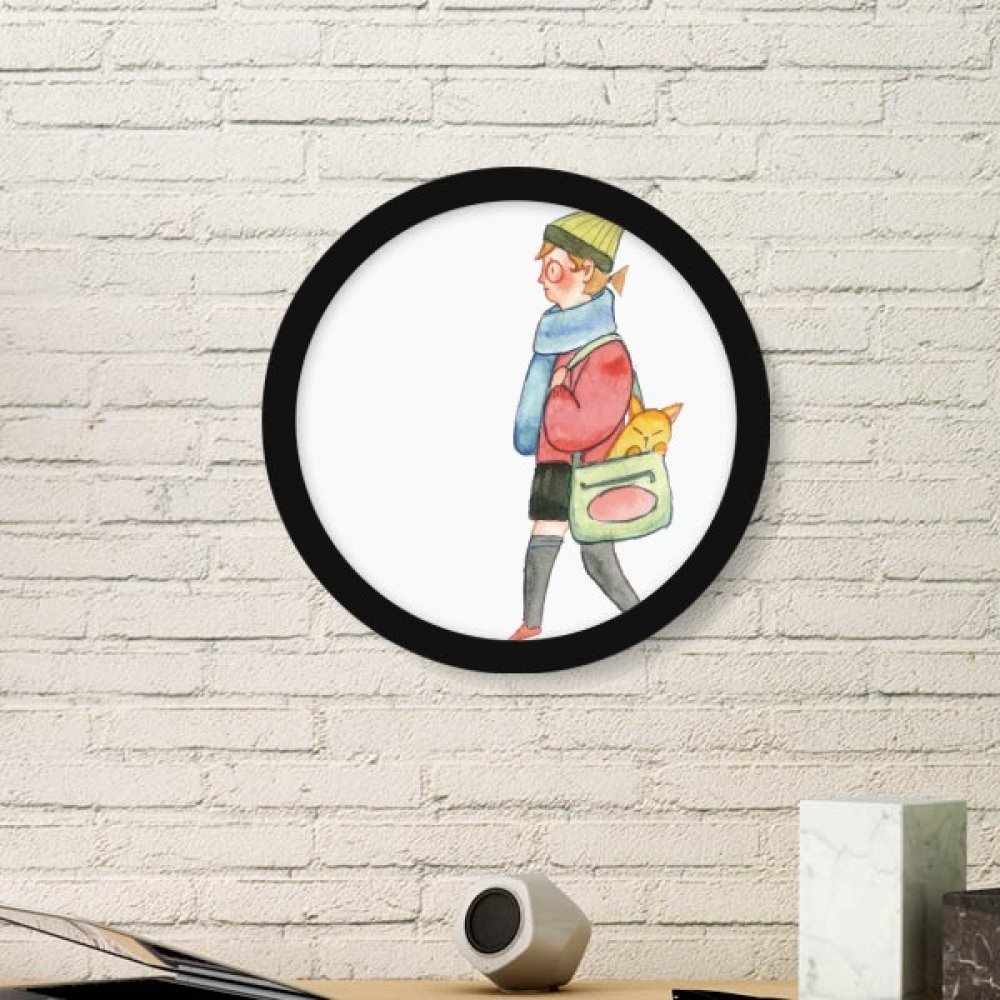 Cadre photo en bois rond Miaoji Peinture Cat noir pour decoration maison