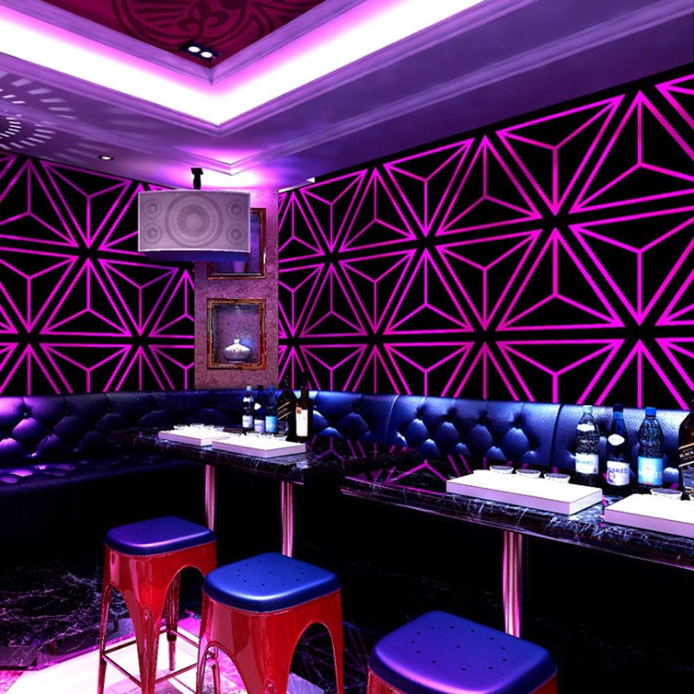 DAWEI Fashion Geometric Pattern 3D Reflective PVC Triangle Flashing Wallpaper Karaoke Bar Theme Box Background Wall 1.73'W x 32.8'L Non-Pasted (Blue)