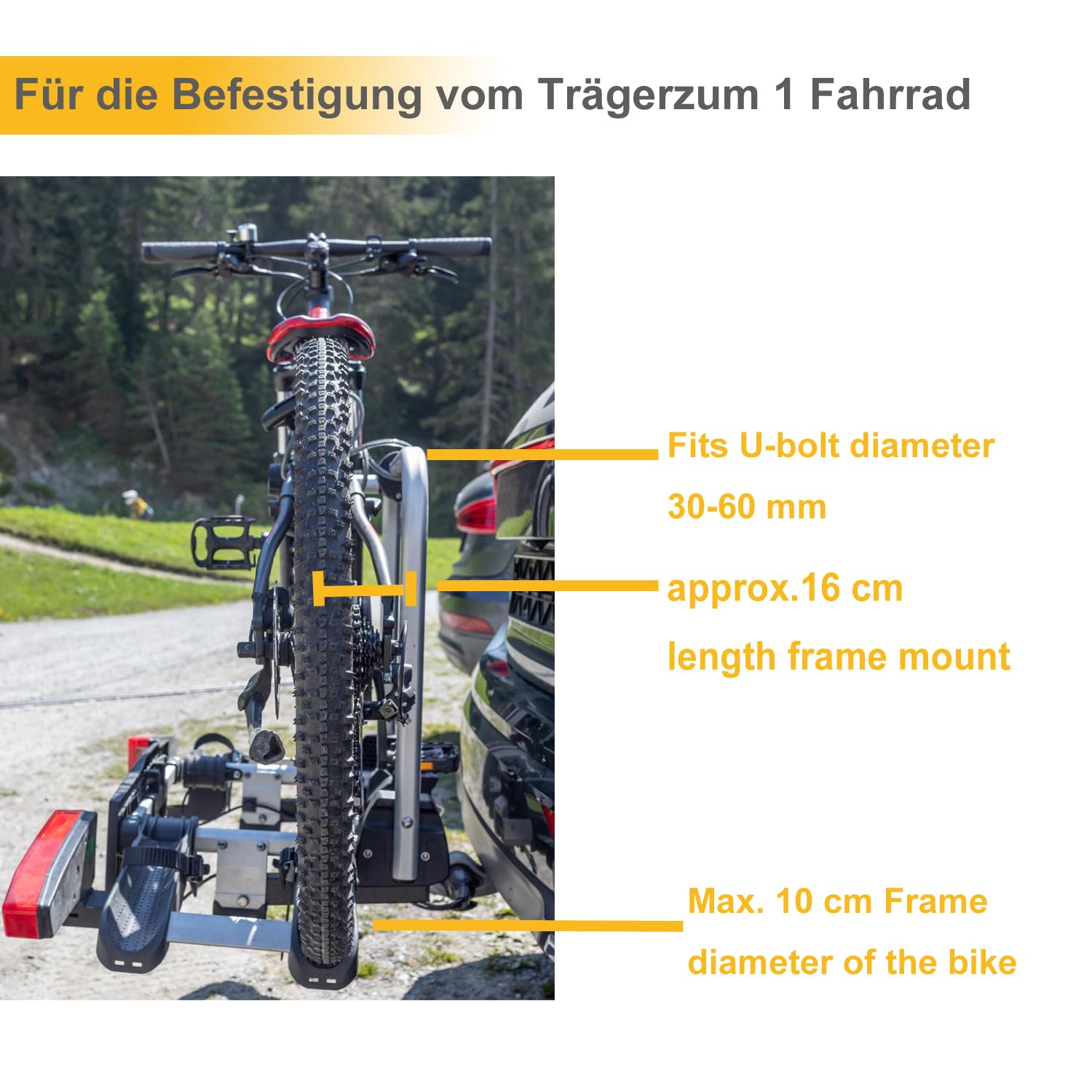 Rahmenhalter 3 Pack, 25cm+32cm+45cm Länge Abschließbare Rahmenhalterung für Fahrradträge ，für U-Bügelrohr