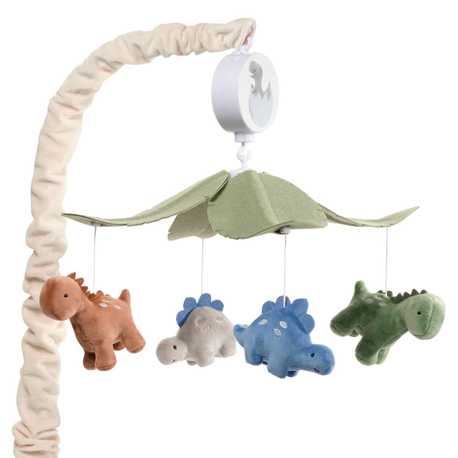 Lambs & Ivy Dino-Might Musical Dinosaur Crib Mobile - Rotating Plush Dinosaurs, Lullabies, Baby Soother for Nursery