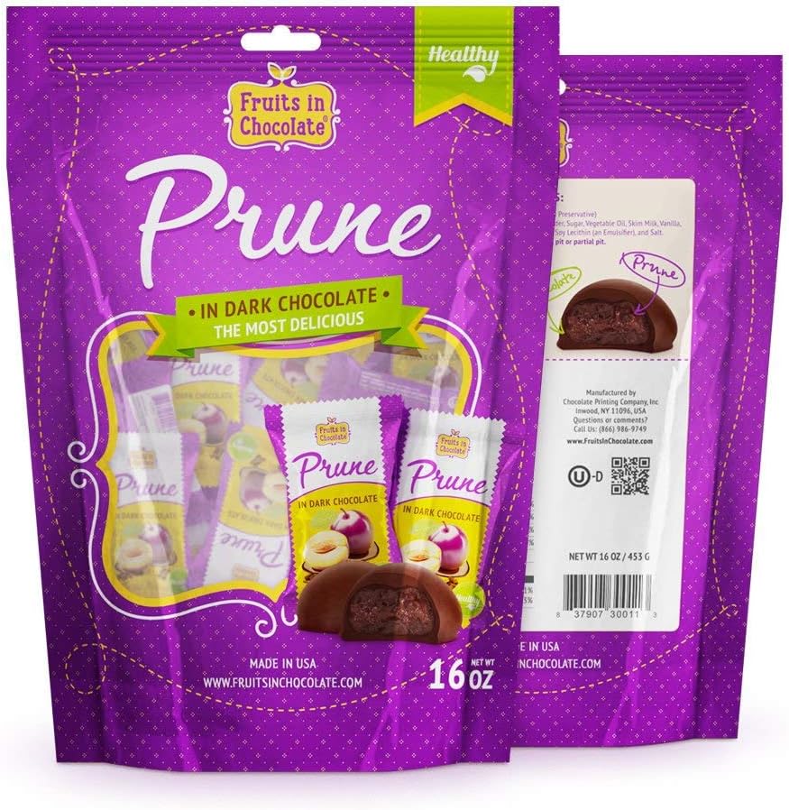 Dark Chocolate Covered Prunes, 16 Oz Bag