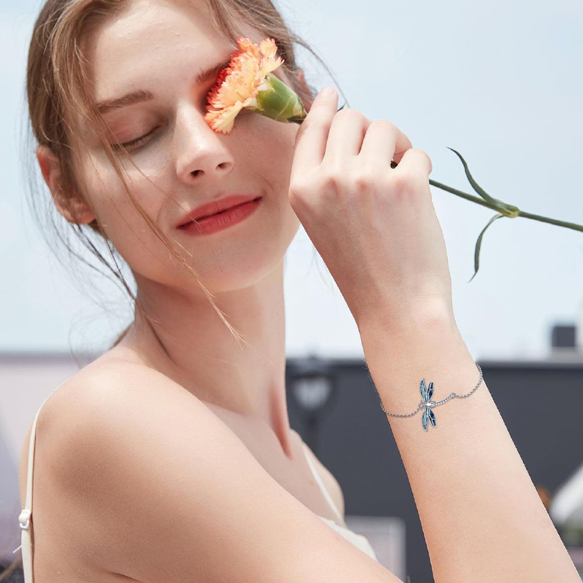 Pulsera infinita de plata de ley con diseño de perro salchicha, mariquita, tortuga, tiburón, onda, libélula, caballo, mariposa, margarita, sirena, infinito, joyería para mujer, One Size, Plata