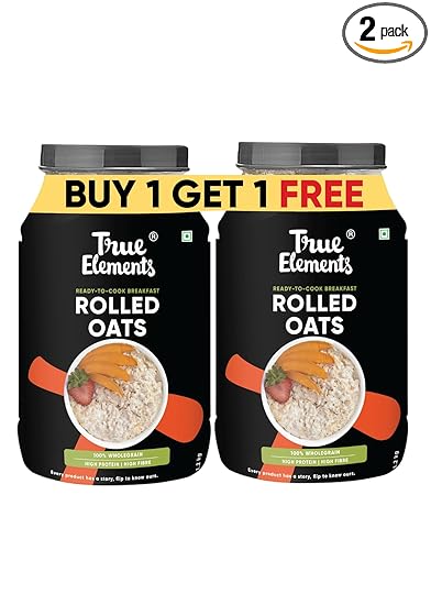True Elements Rolled Oats 1.2kg (Buy 1 Get 1 FREE) - 100% Natural and Gluten Free Oats | Healthy Breakfast Cereals | Oats for Weight Loss Management